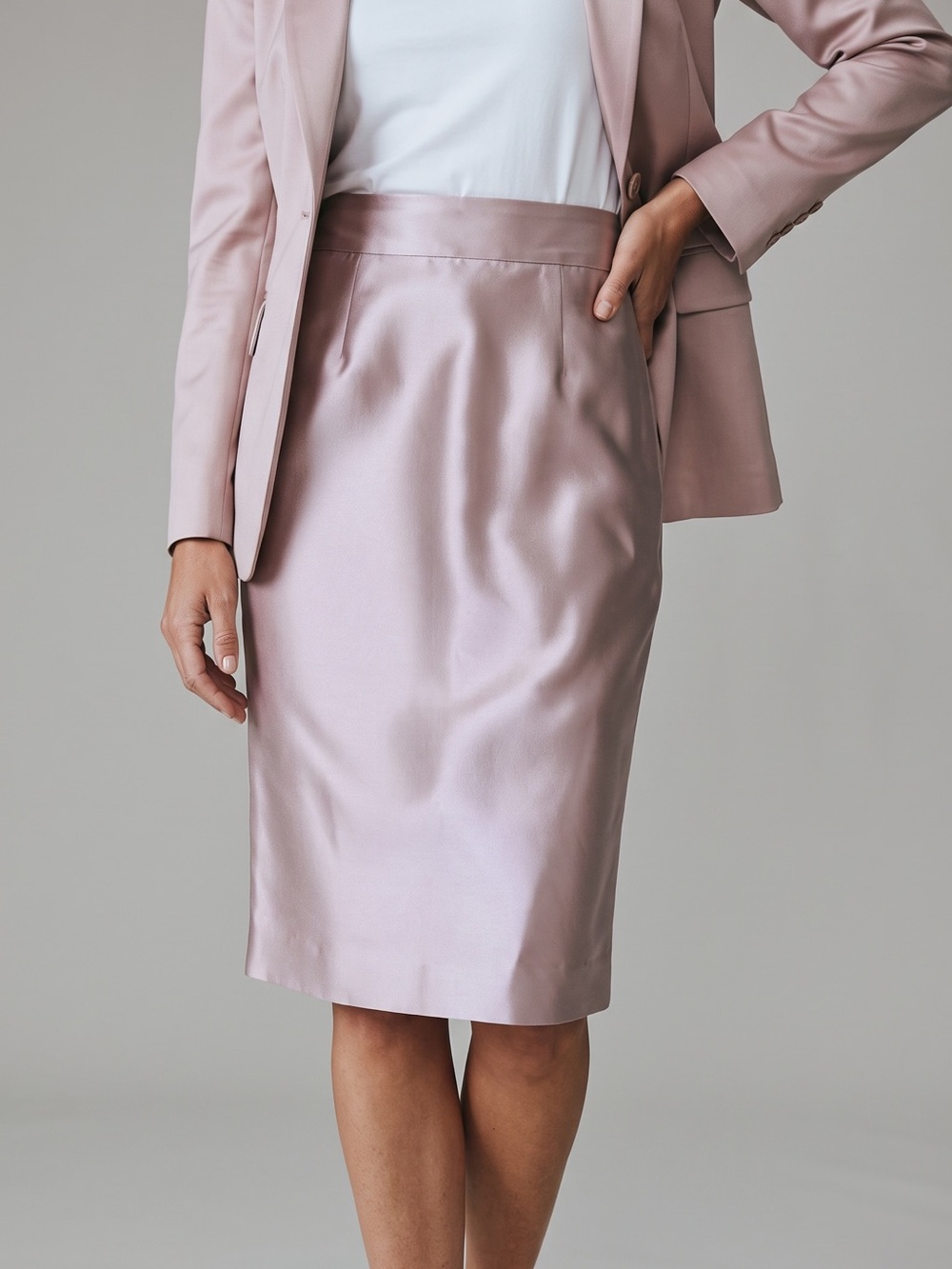 Worth New York Hailey Silk Wool Pencil Skirt Blush Pink Quiet Luxury Old Money 6